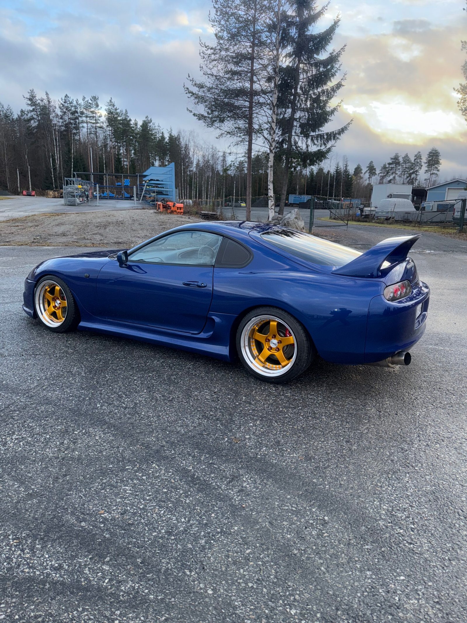 Blue Toyota Supra MK4 with a large rear wing &ndash; Wicked Street Customs