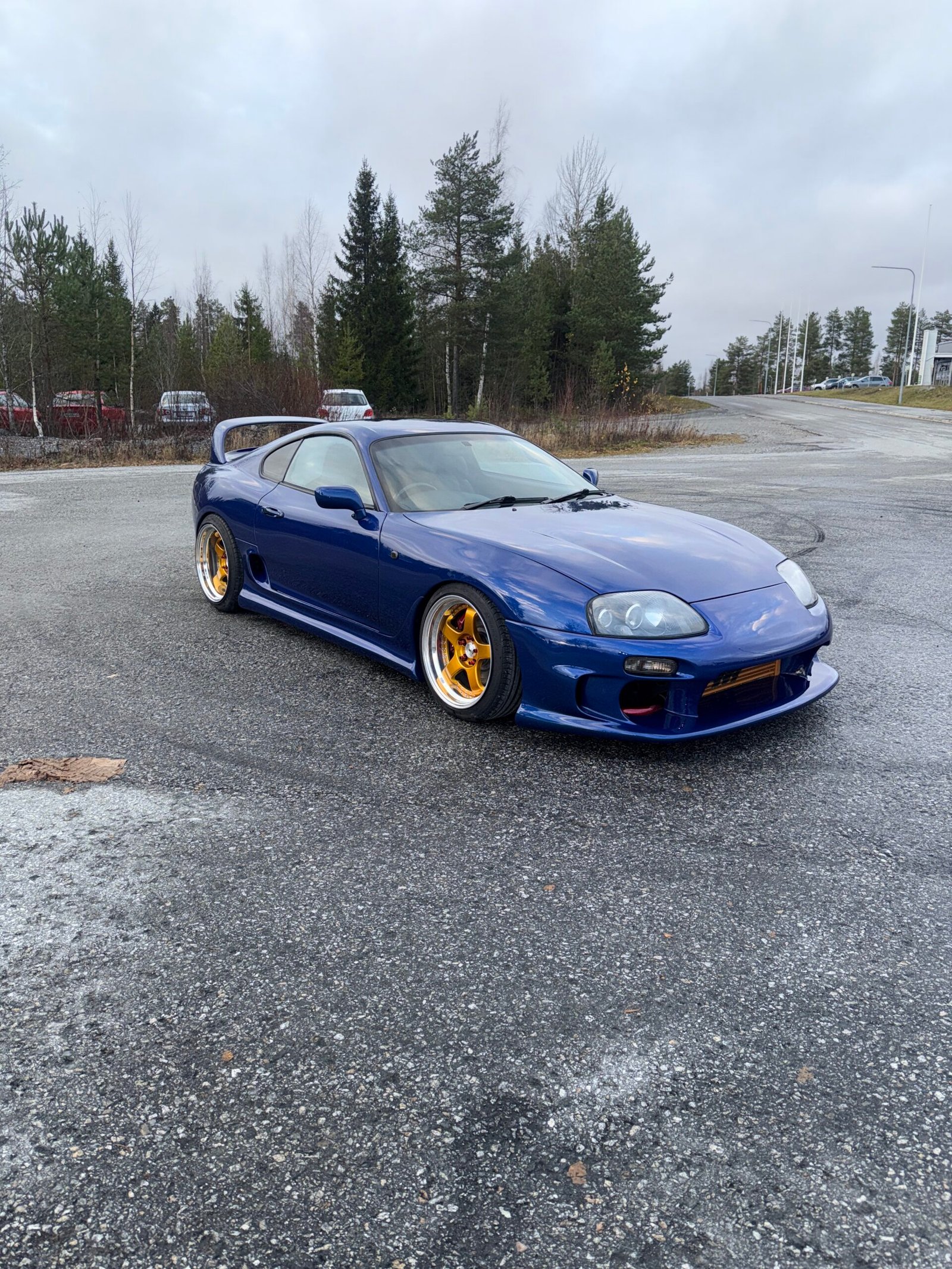 Blue Toyota Supra MK4 custom build with gold wheels &ndash; Wicked Street Customs
